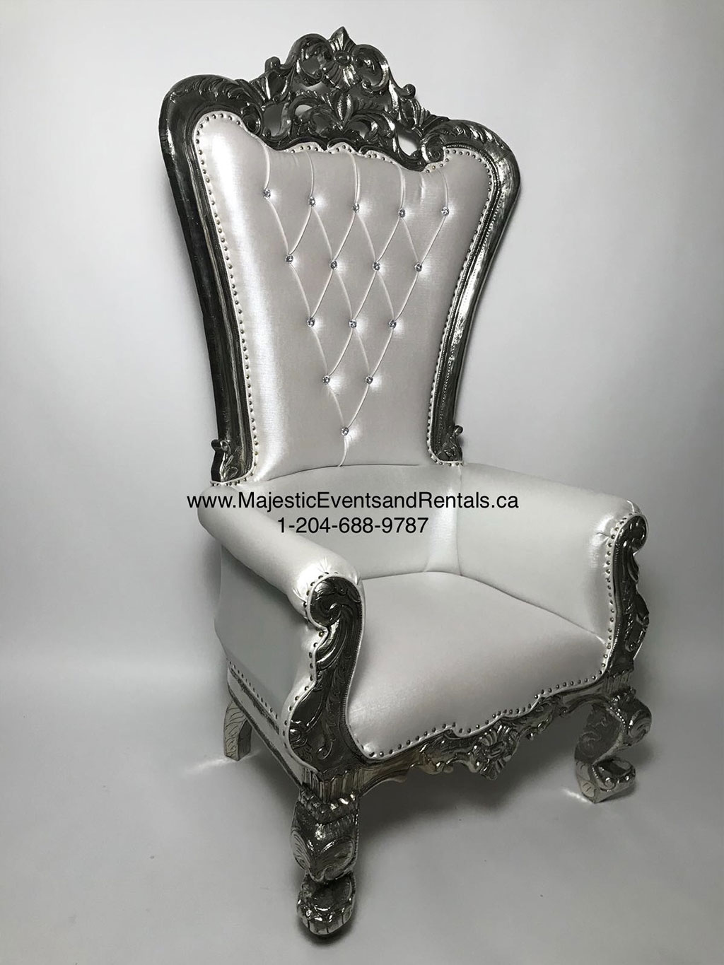 Antiqued SILVER Throne Chair