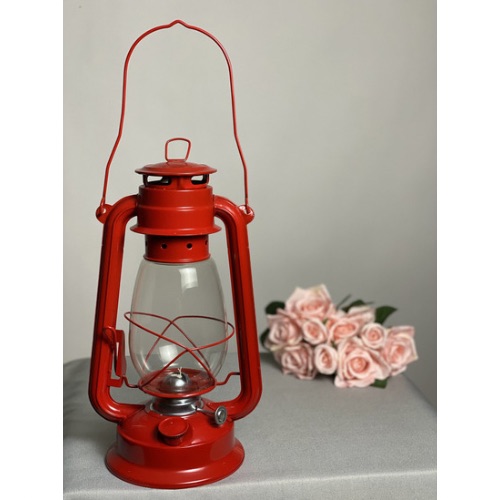 Red Old Style Hurricane Lantern
