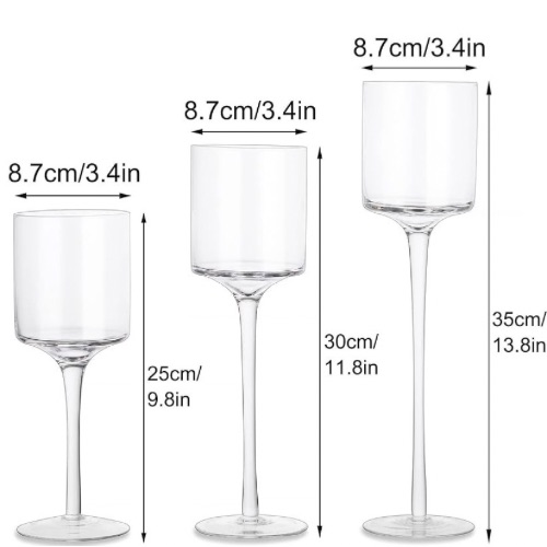 STEMMED GLASS CANDLE HOLDER(SET OF 3)